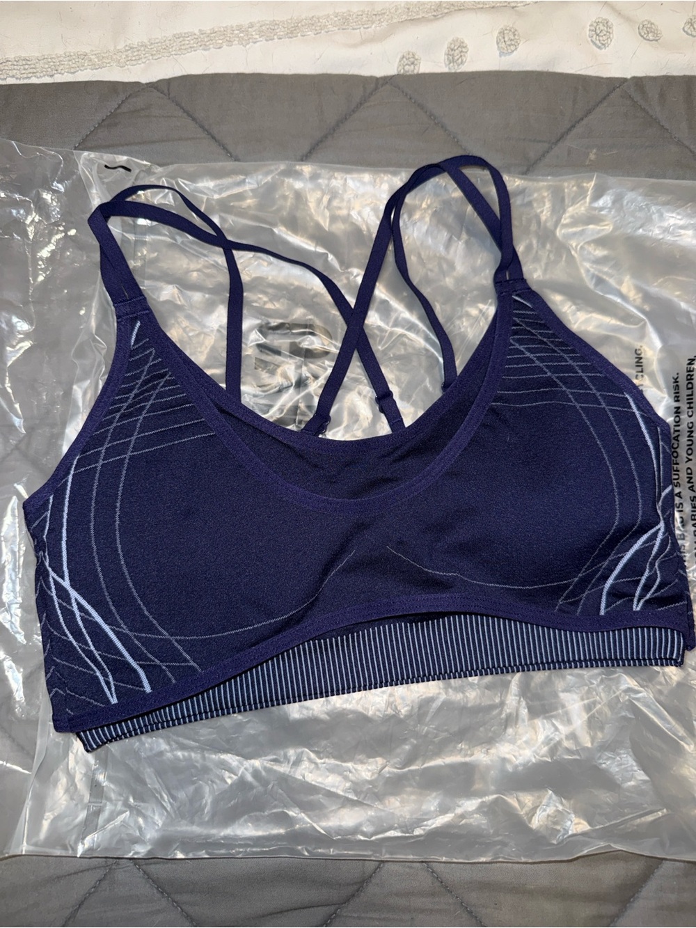 Gymshark Navy Blue Strappy Seamless Sports Bra *never worn*